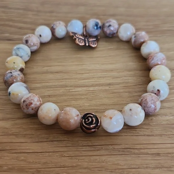 Mexican Murado Purple Opal Bead Stretch Hand Crafted Bracelet - Picture 4 of 8